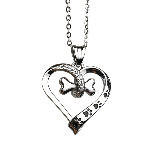 Collier en argent avec patte et cœur - Nala