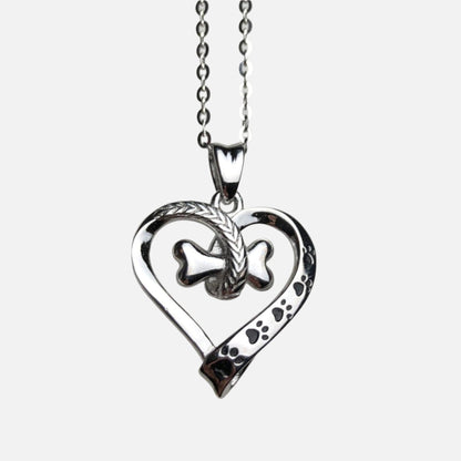 Collier en argent avec patte et cœur - Nala
