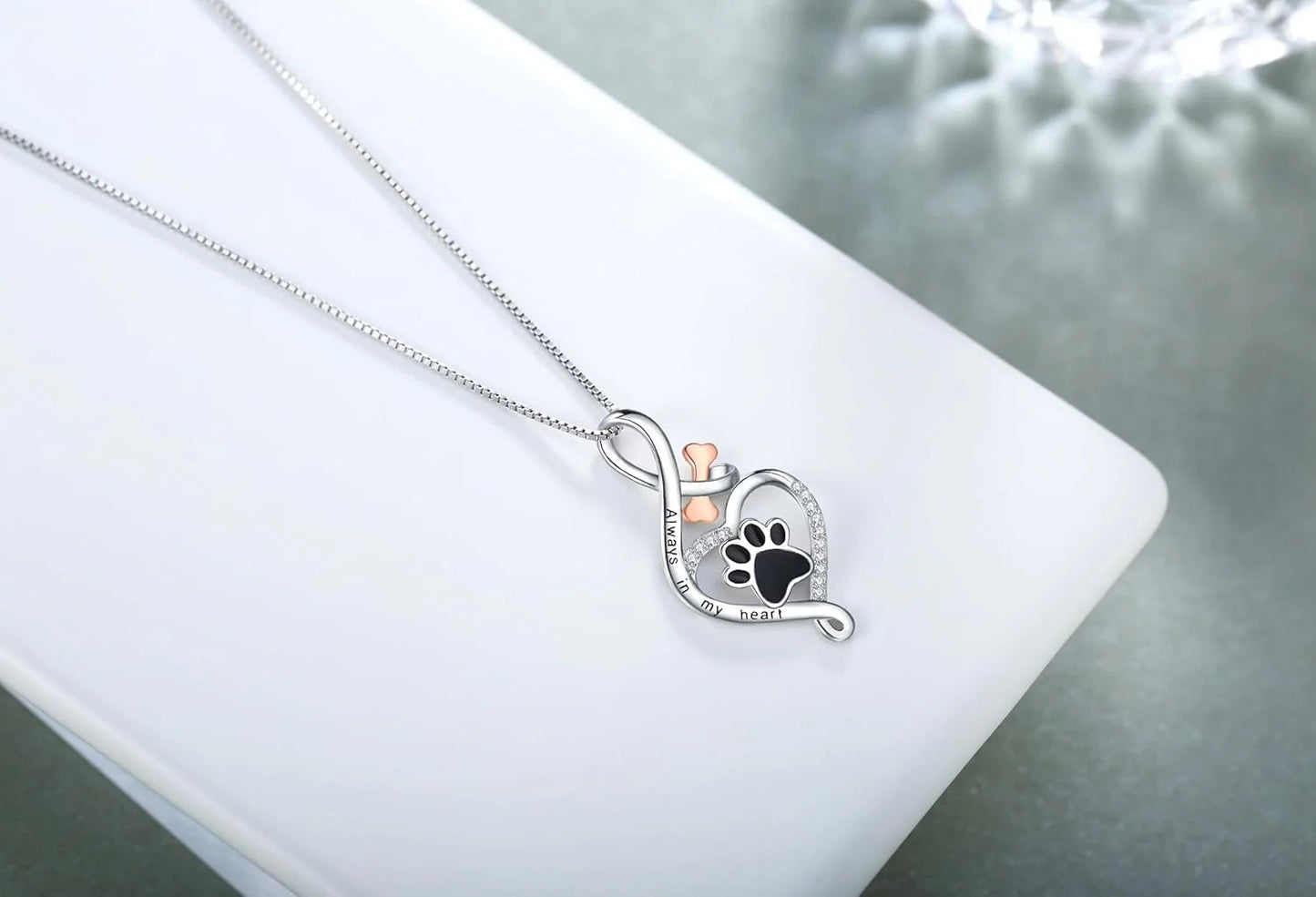 Collier en argent infini avec patte de chien - Yumi