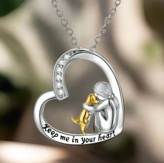 Collier en argent 925 avec motif de cœur et de chien - Milia