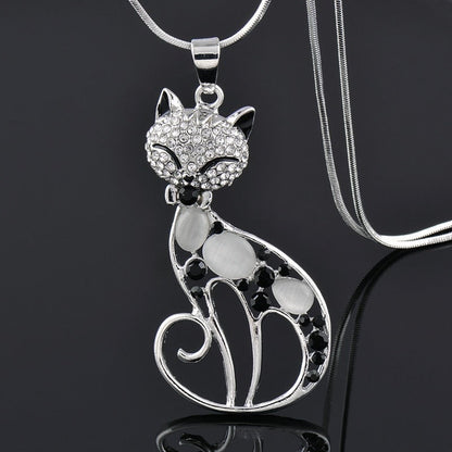 Naya - collier Chat en argent 925 avec de la zircone
