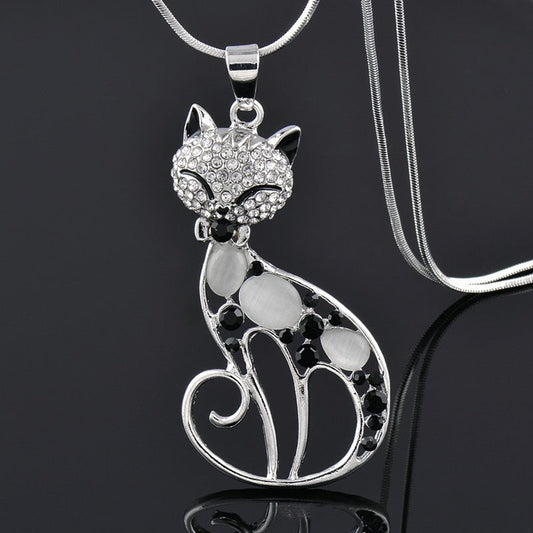Naya - collier Chat en argent 925 avec de la zircone