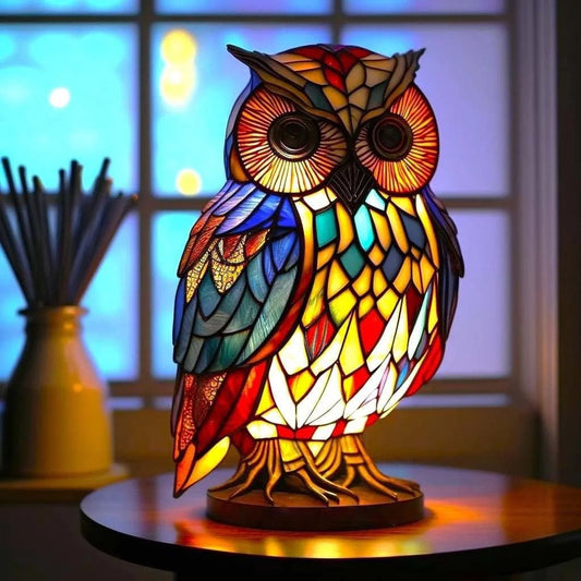 Merlin | Lampe hibou Magisk en verre coloré