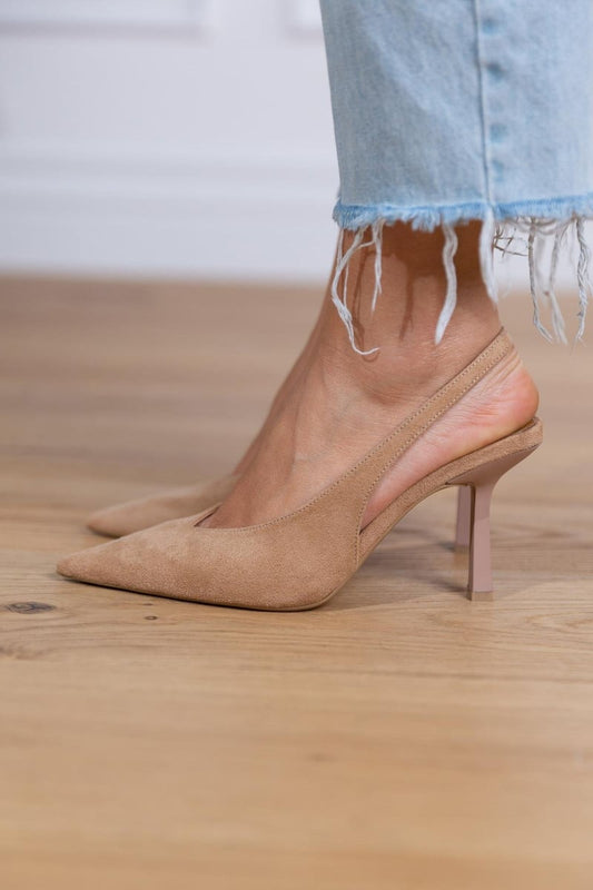 Marlena | Escarpins slingback nude à talon fin