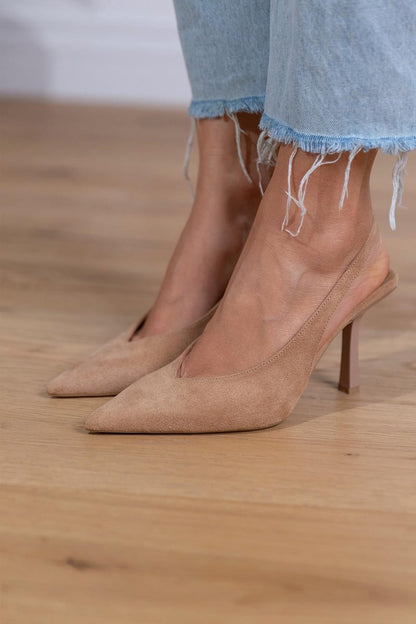 Marlena | Escarpins slingback nude à talon fin